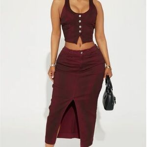 Fashion Nova Burgundy Skirt Set